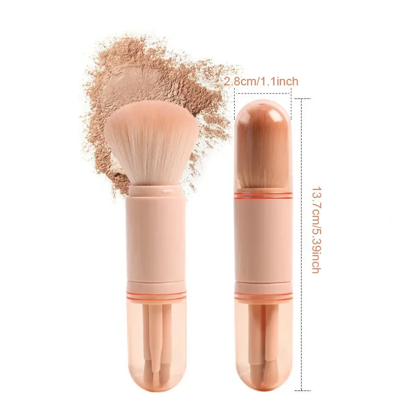 4-in-1 Mini Portable Travel Retractable brush Face makeup brush set