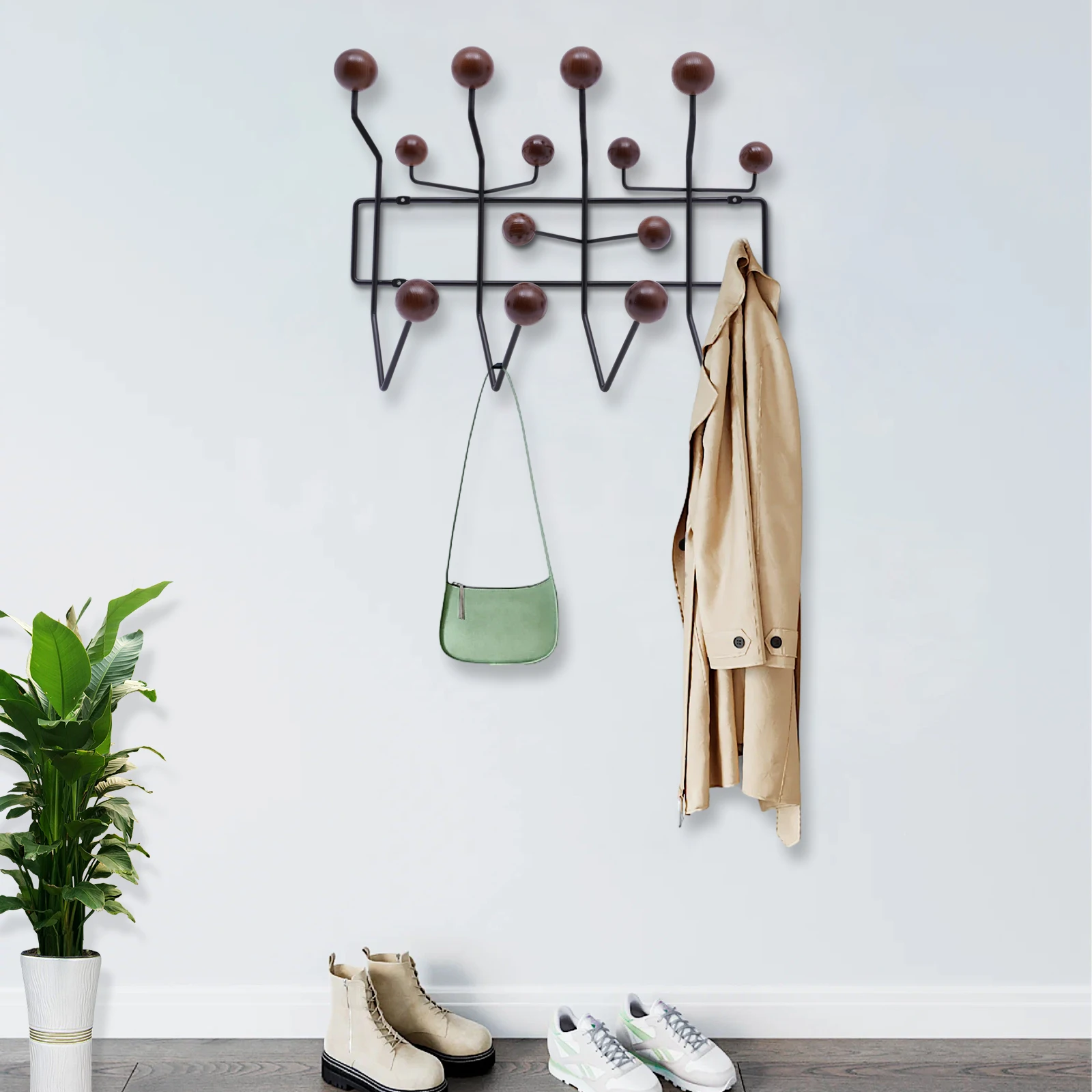 14 Hooks Bubble Wall Mounted Coat Rack Entryway Hanging Coat Hat Stand