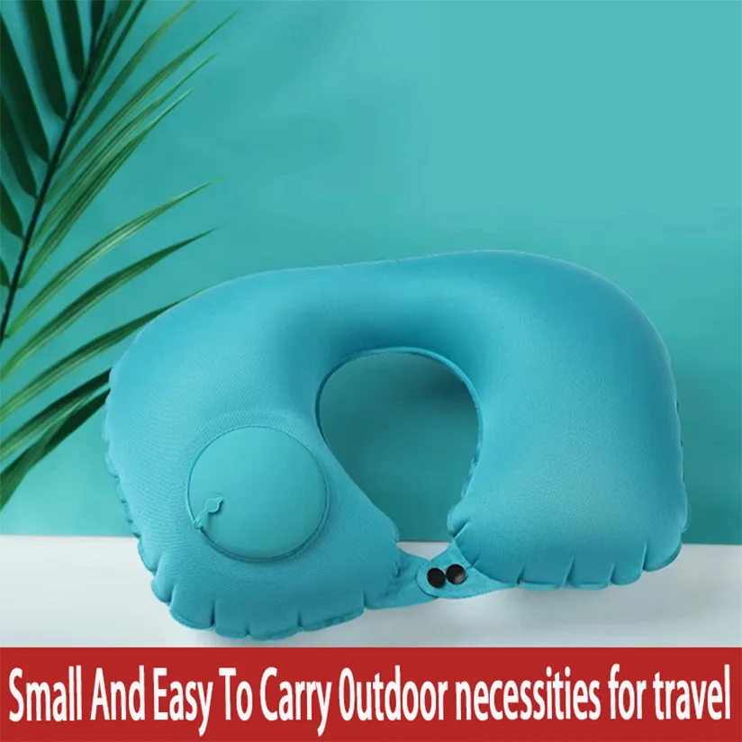 U Shape Neck Cushion Automatic Air Inflatable Pillow Compress Ring Pillow For Airplane Car Outdoor Travel