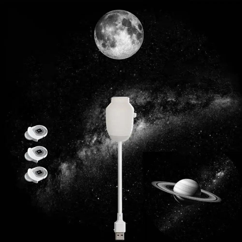 USB Galaxy Star Projector Night Light Romantic LED Starry Sky Lamp  Saturn Galaxy Planet Moon Projection Lamp For Car Roof Room