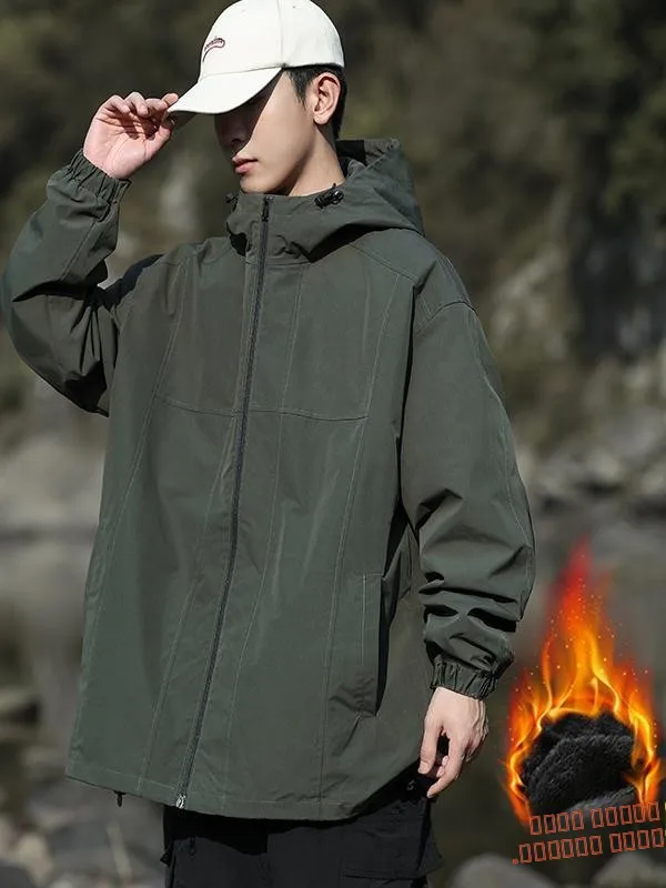 

Мужская утепленная куртка-ветровка на флисовой подкладке, свободного кроя, для работы, новинка 2024 года, модная брендовая верхняя одежда для пар