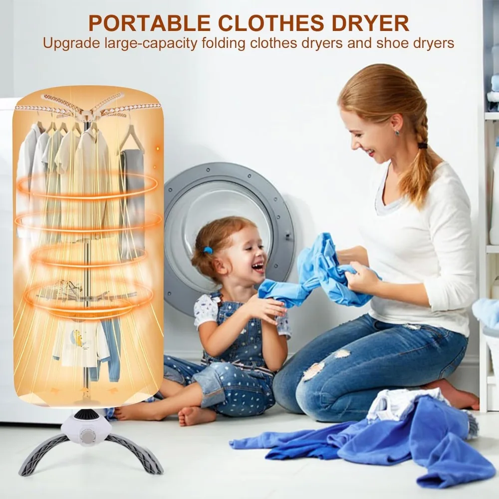 Portable Clothes Dryer for Laundry, Mini Dryer for Apartments Travel and RV Drying Clothes Underwear and Shoes Small Electric Qu