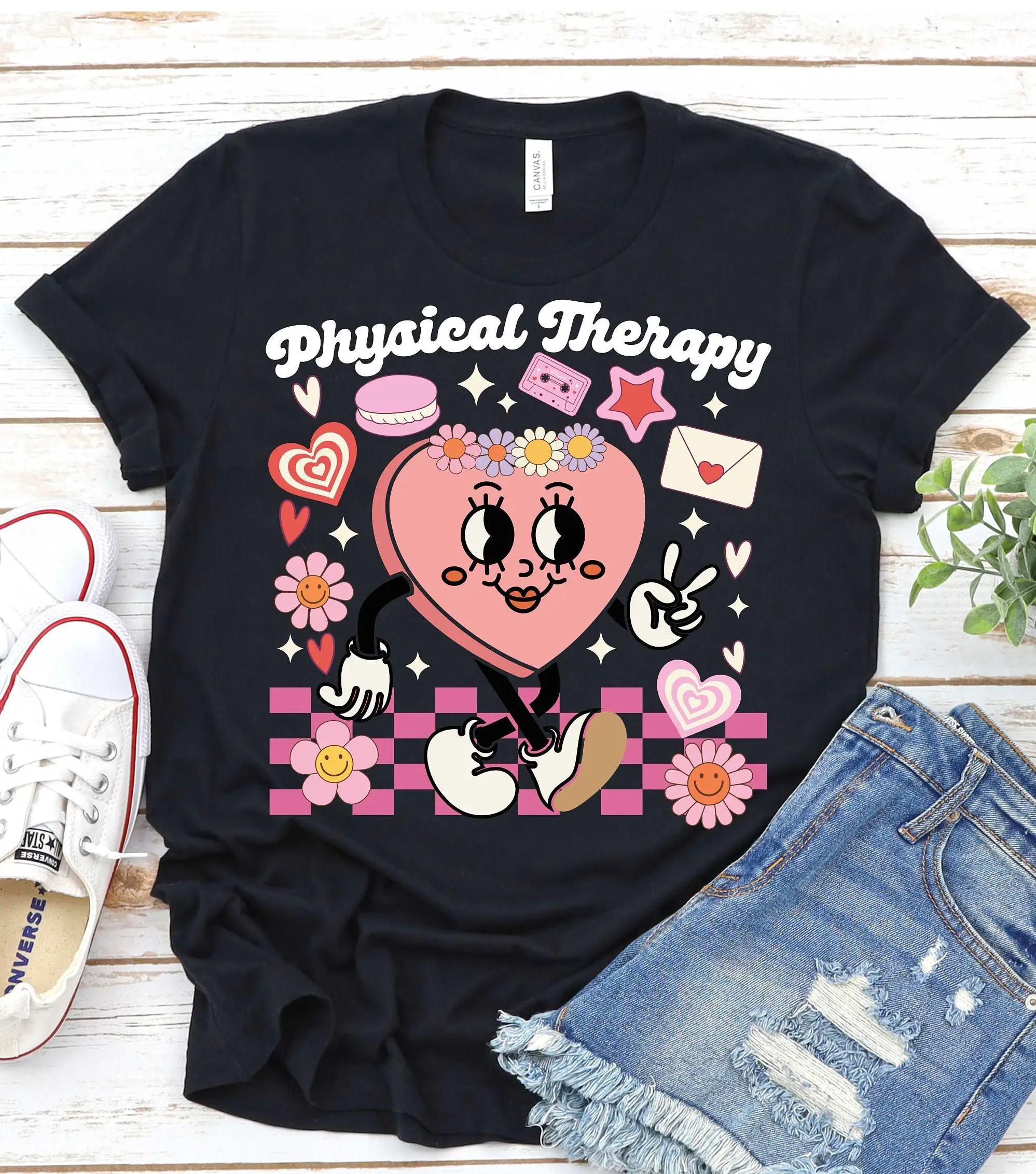 Physical Therapy Valentine T Shirt Pediatric Pt Valentines Day Groovy Nurse Cute Therapist Pta