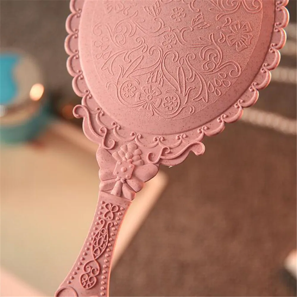 Vintage Carved Handheld Vanity Mirror Makeup Mirror SPA Salon Makeup Vanity Hand Mirror Handle Cosmetic Compact Mirror for Women