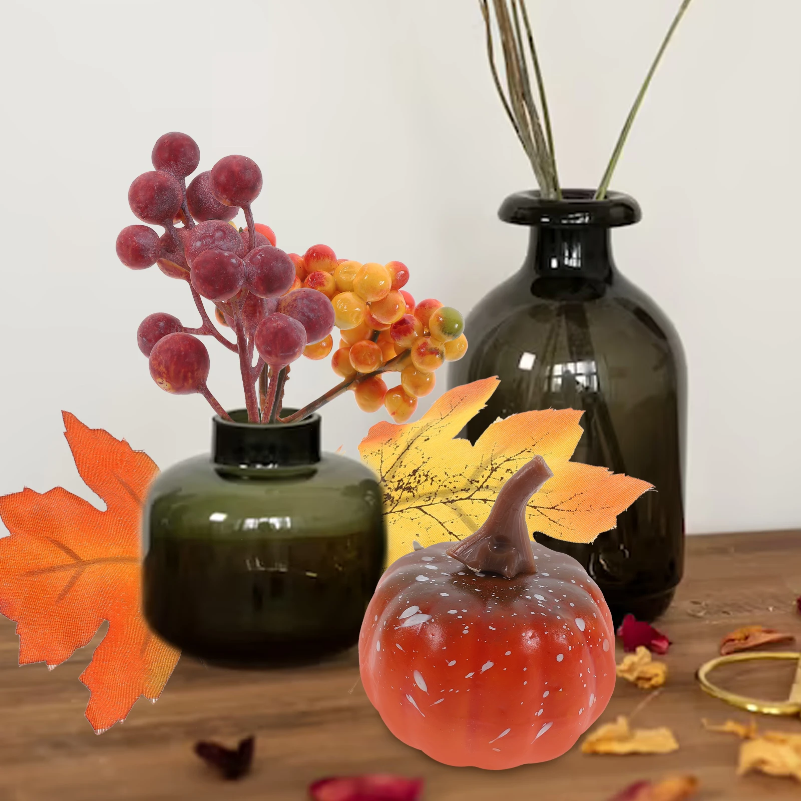 

1 Box Artificial Pumpkins Maple Leaves Berries Picks Thanksgiving Autumn Harvest Party Decor Fake Thanksgiving Decoration Foams