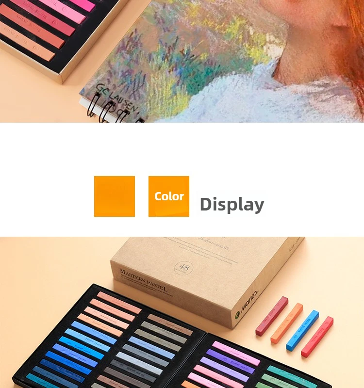 Maries Farbkreide, 24 Farben, 12 Farben, Kreide, 48 Malerei, Rosa, professioneller Pastellstift, Pinselbrett, Zeitungs- und Malzubehör – Detail 13