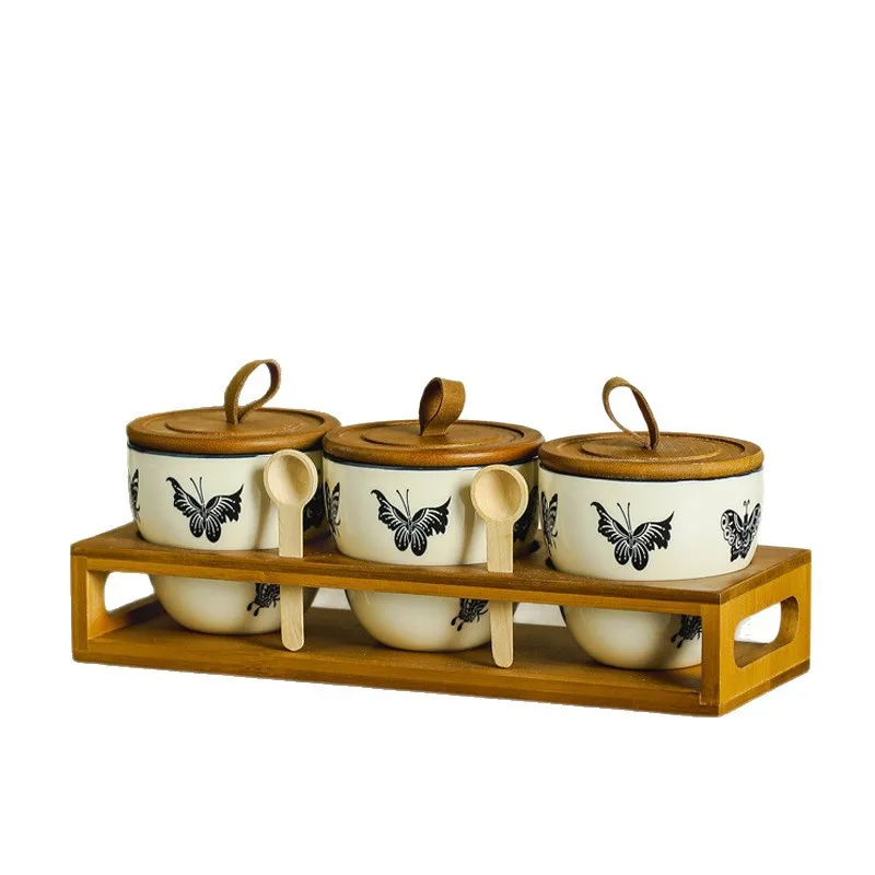 

High-lookingceramic seasoning jar salt jar kitchen seasoning jar household seasoning jar chili jar retro sugar jar seasoning jar