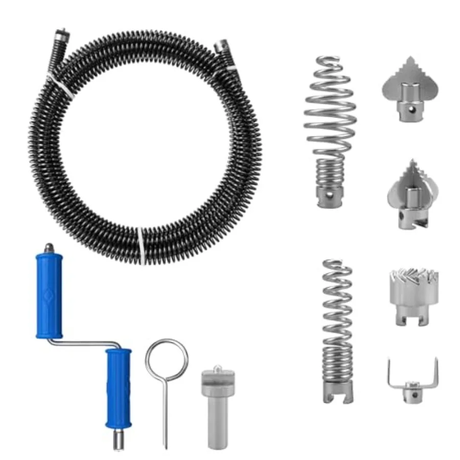 

Drain Snake, Drain Auger with Drill Attachment, 16.4 Feet By 12 MM Plumbing Snake Auto Feed Flexible Hair Drain Clog Remover fo