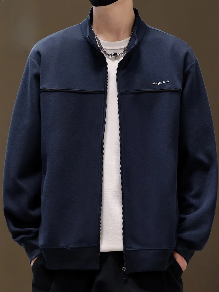 

f High Collar Open Cardigan Sweatirt Men's Spring New Faion Loose Casual Versatile Outerwear Youth Trend