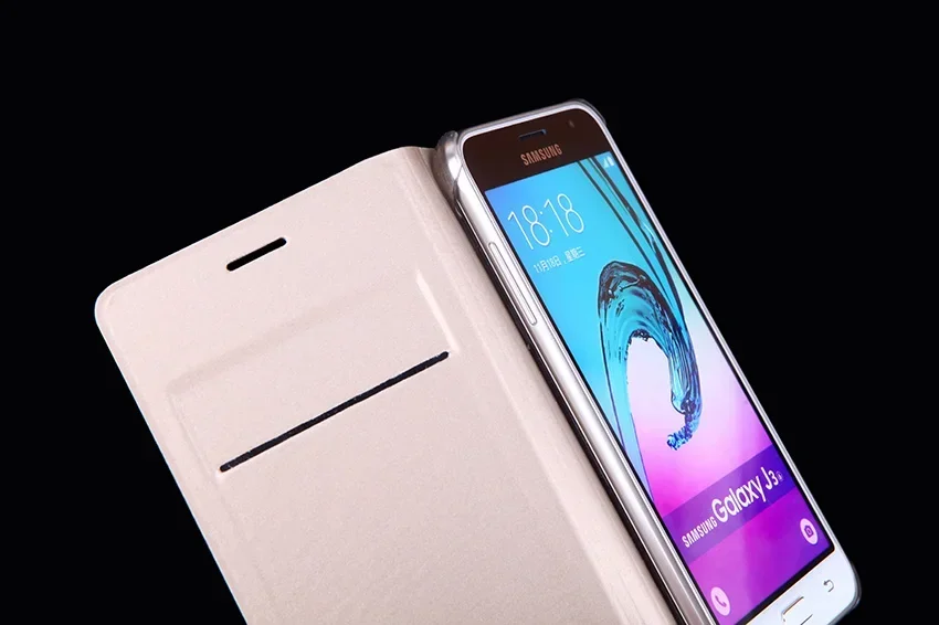Slim Flip Cover Wallet PU Leather Case For Samsung Galaxy J3 2016 J320 J320F J320H J300 Mask With Card Holder Phone Sleeve Bag view 5