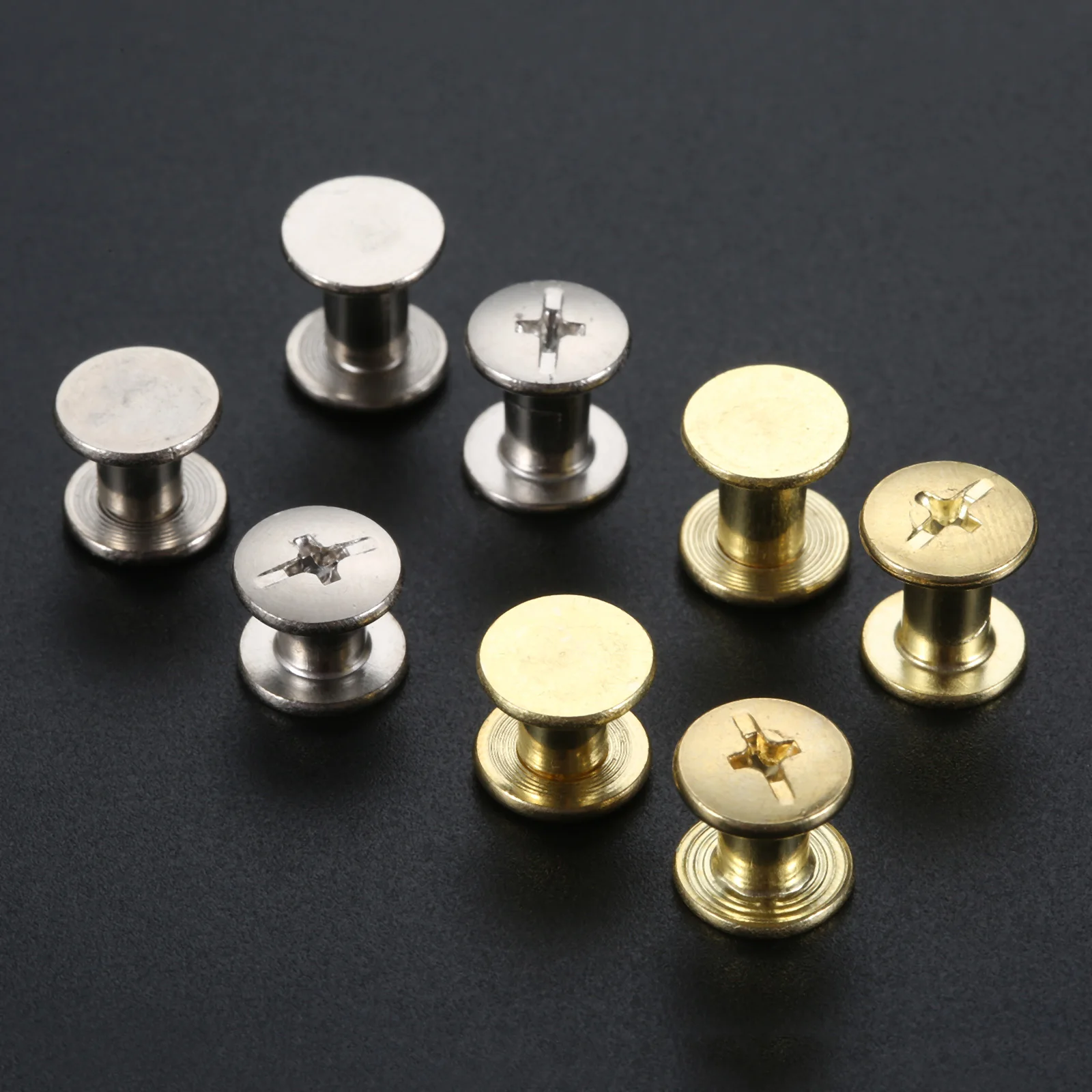 10 Pcs M5 x6mm /M5 X8mm Leather Bag Belt Photo Scrapbook Album Account Book Post Binding Screw Nail Rivet Bolt Golden Silver