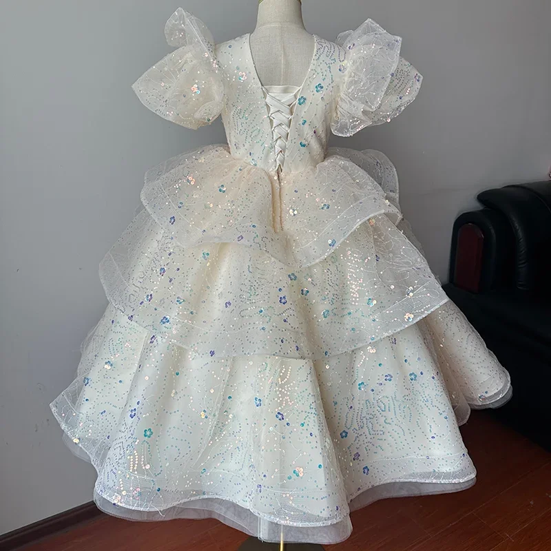 Girls' High-end Evening Dress, New Children's Host Stage Catwalk Piano Performance Dress, Flower Girl Tutu Skirt