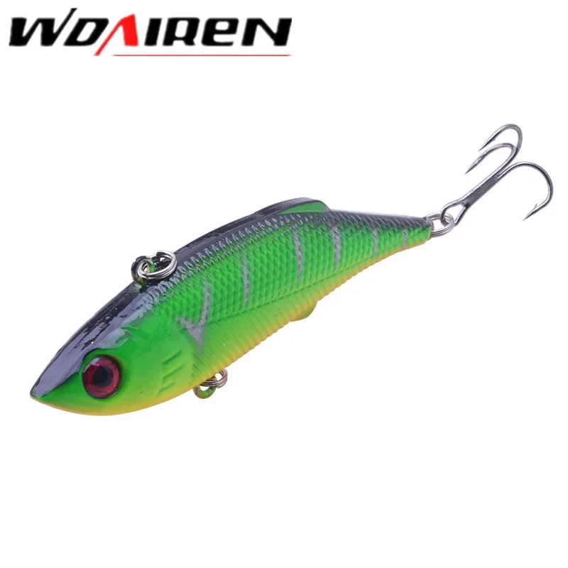 1 pc 7.5cm 9.5g inverno mar duro isca de pesca vib isca com chumbo dentro mergulho giratória gabarito asa wobbler crankbait pesca