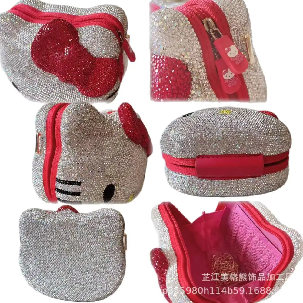 

Сумка Hellokitty с бриллиантами, модная сумка-мессенджер, сумка ручной работы с инкрустацией бриллиантами, сумка Sanrio Kawaii с мультяшным декором, для хранения, подарки для девочек