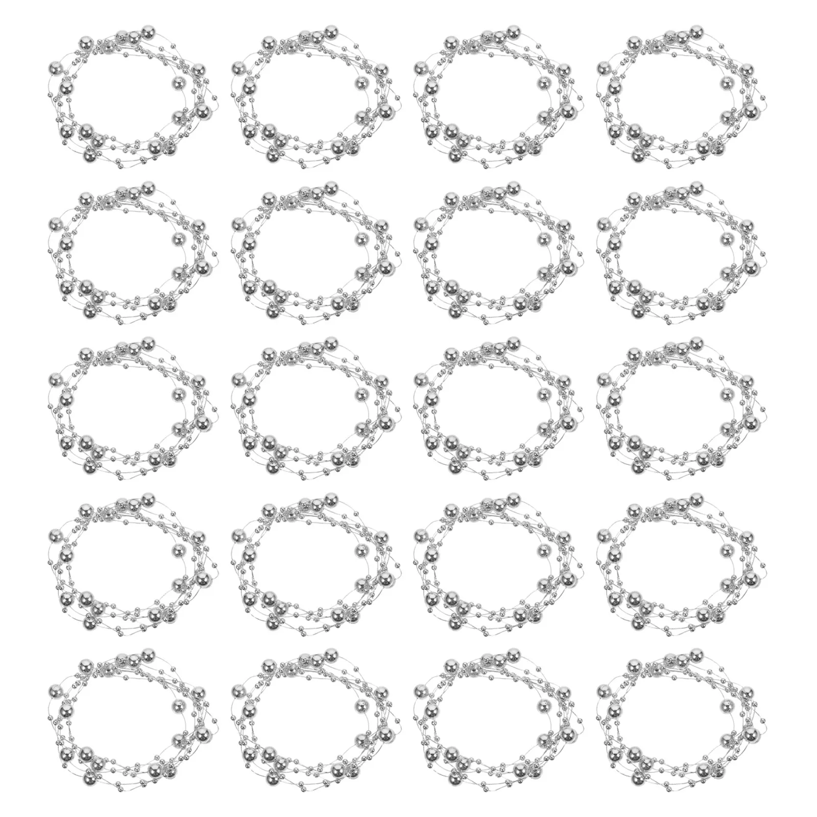 24Pcs Pearl String Floating Beads Elegant Wedding Table Centerpiece Vase Filler Silver Decorative Beads for Party
