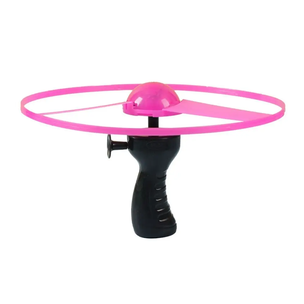 Luminous Plastic Lighting Flying Disc Propeller Toys Hand-push Random Color Led Light Pull String Flying UFO Toy Kids