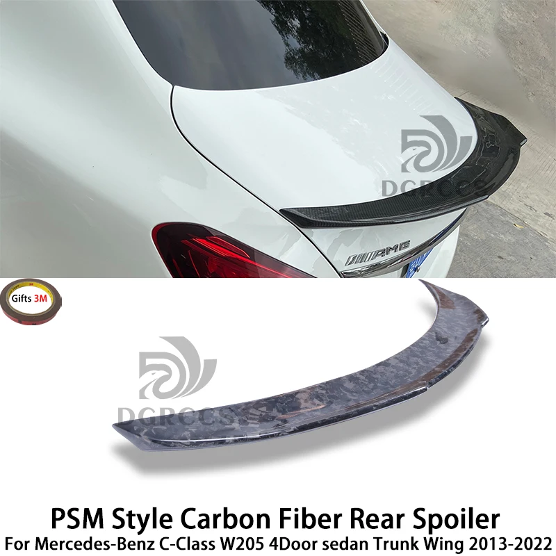 For Mercedes-Benz C-Class W205 4Door sedan PSM BMW Style Carbon Fiber Rear Spoiler Trunk Wing 2013-2022 Forged carbon