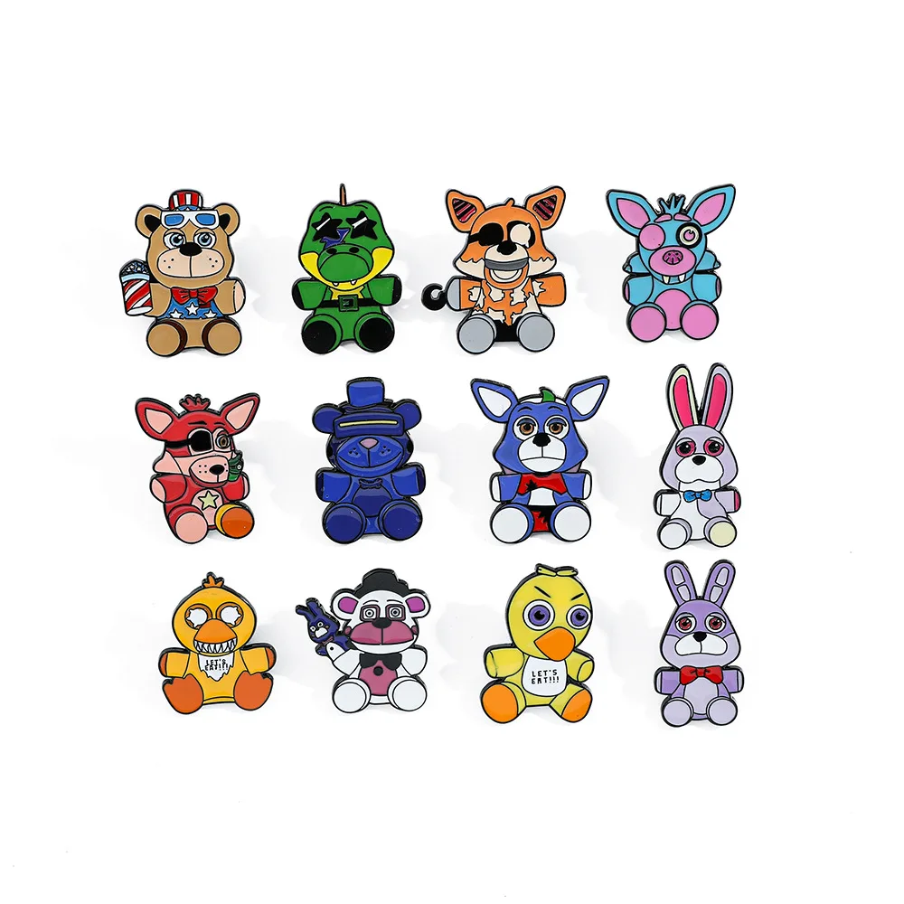 

1 Set Cute Cartoon Creative Toy Bear Alloy Brooch, European and American Horror Adventure Game Character Peripheral Metal Badge