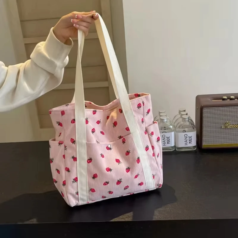 女性用コーデュロイプリントショルダーバッグ,腕下バッグ,ハイエンドハンドバッグ,ファッショナブル,レジャー,ショッピング,通勤,新鮮で甘い女の子