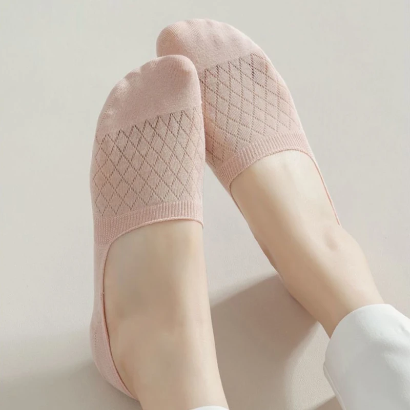 8 أزواج النساء المضادة للانزلاق الجوارب غير مرئية الصيف رقيقة شبكة بلون امتصاص العرق تنفس لينة مريحة الجوارب غير رسمية #6