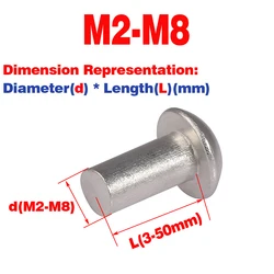 Half Round Head Aluminum Solid Rivet M2M3M4M5M6M8