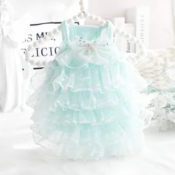 Dog Sling Cake Skirt Clothes Summer Thin Cat Princess Skirt Lace Star Wedding Dress Small Dog Teddy Pet Puppy Clothes