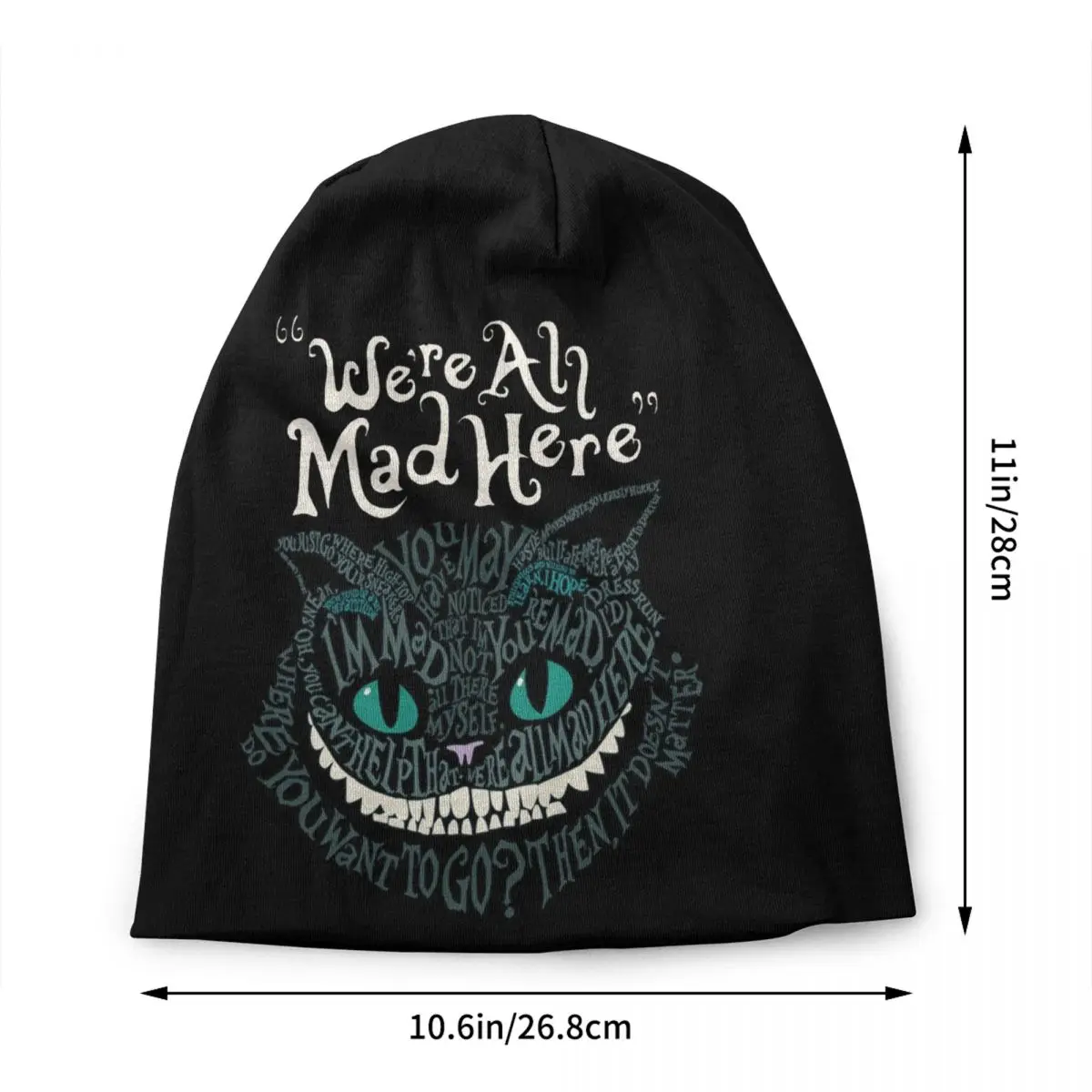 Custom Cheshire Cat Bonnet Hat Knitted Hat  Hip Hop  Adult Alice We're All Mad Here Wonderland Warm Winter Skullies Beanies Caps