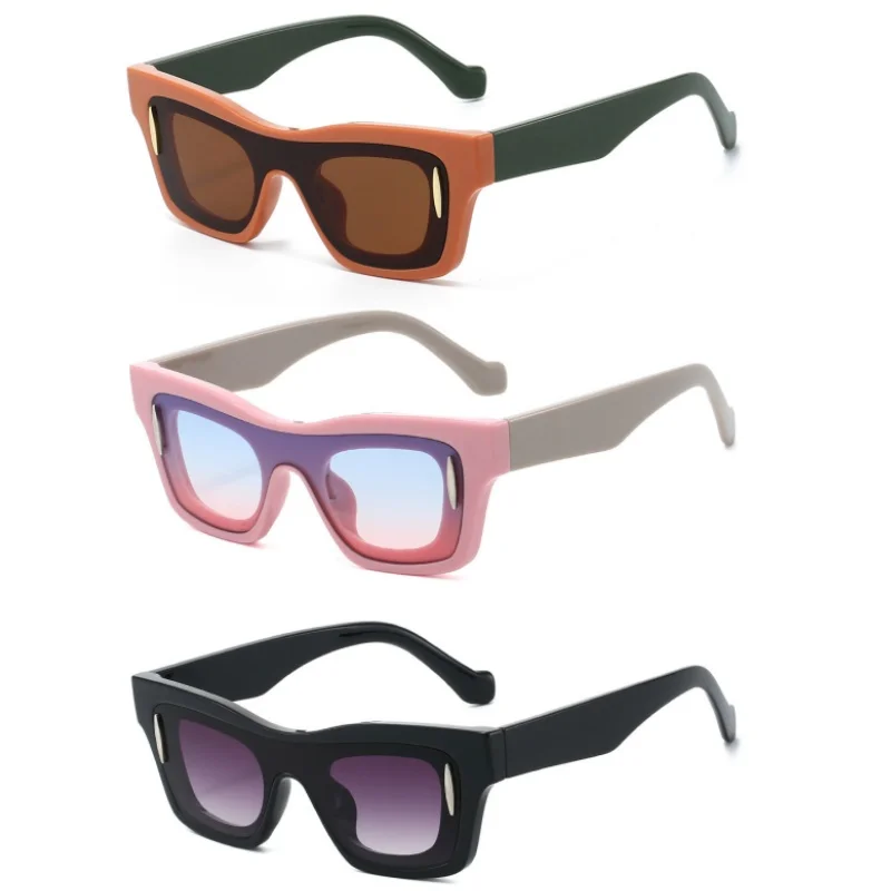 

European and American Personalized Square Men's and Women's Classic Splicing Color Sunglasses Retro Trendy Thick Frame Glasses