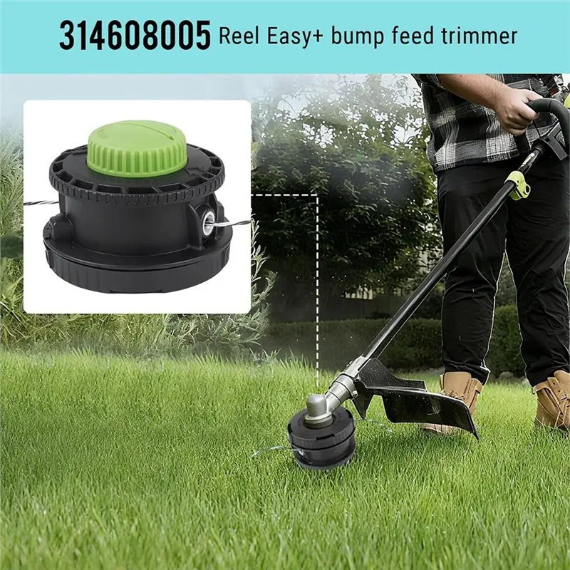 ABUI-For Ryobi Reel Easy+ Bump Feed Trimmer Head(314608005) For Straight Shaft Models RY15526, RY15527 RY15529