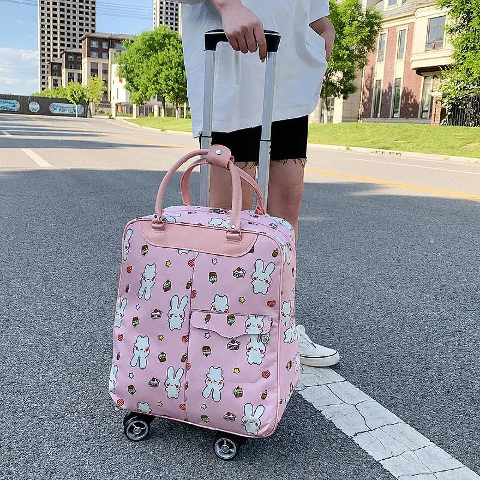 Rolling Duffle Bag with Wheels Shoppping Trolley Bag for Beach Picnic Travel