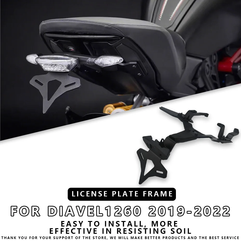 

MTKRACING For DUCATI Diavel 1260 2019-2022 Motorcycle Rear Short Tail Stock License Plate Holder Tailstock Bracket LED Light