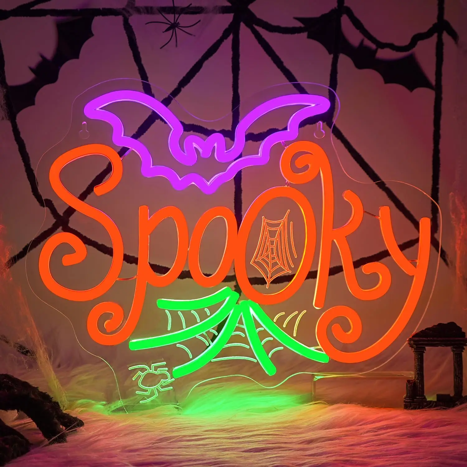 ハロウィン不気味なコウモリネオンライトサイン、調光可能なledネオンサイン、寝室、バー、パーティー、壁の装飾、ハロウィンギフト、usb電源