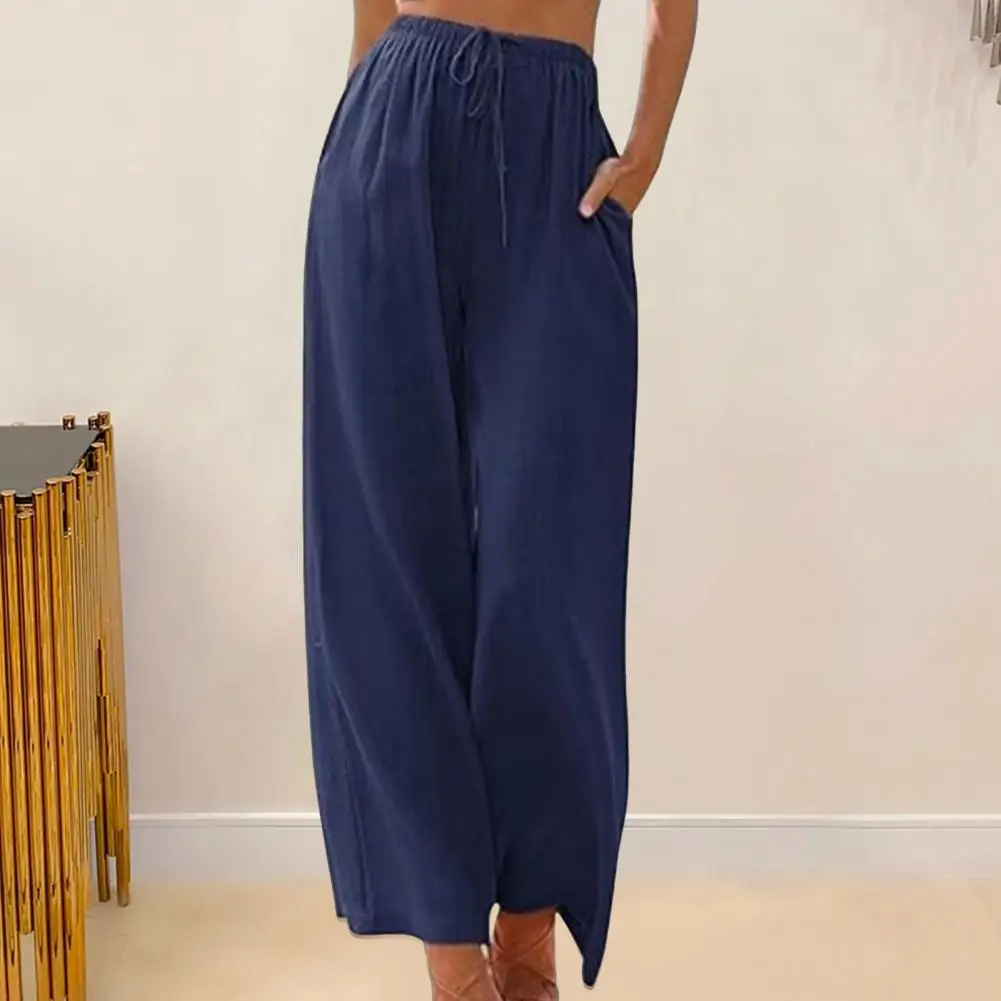 

Casual Wide-leg Trousers Stylish Women's Wide Leg Pants with Drawstring Waist Pockets Casual Trousers for Streetwear for Comfort