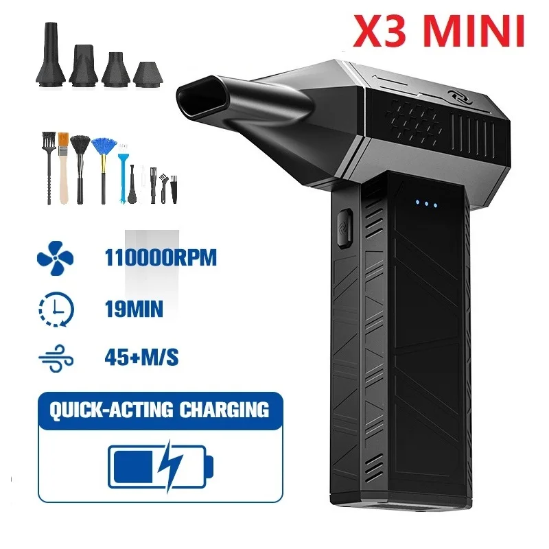 110000PRM Ventilatore elettrico portatile Turbo Jet Ventilatore Motore brushless Mini vento regolabile violento con kit di pulizia a quattro ugelli