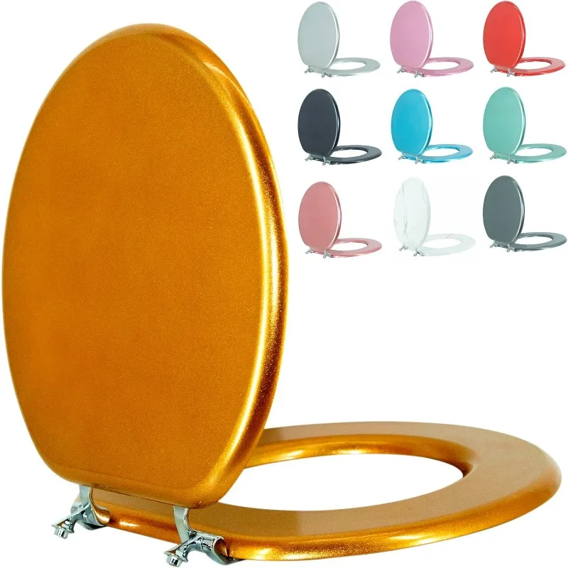 

Круглое сиденье для унитаза Деревянное сиденье для унитаза предотвращает переключение с петлями из цинкового сплава Американский стандартный размер Сиденье для унитаза Легко