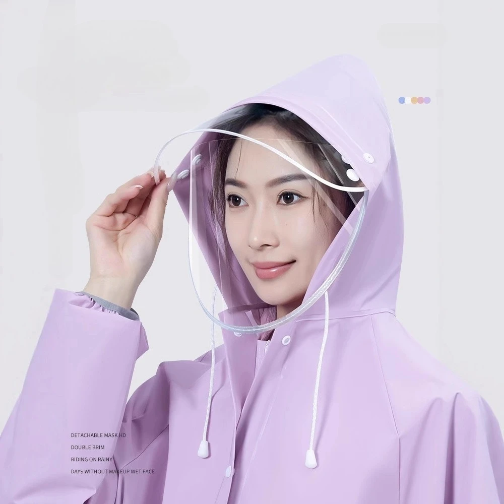 Unisex Adult Student Long Raincoat EVA Thick Poncho Full Body Rainstorm Proof Motorcycle Riding Button and Zipper Windbreakers
