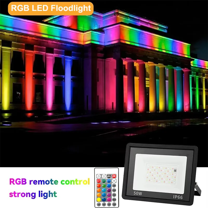 

Led RGB Flood Light 10W 30W 50W 100W IP68 Outdoor Floodlight Spotlight AC 220V Reflector Projector Lamp Garden RGB Lighting