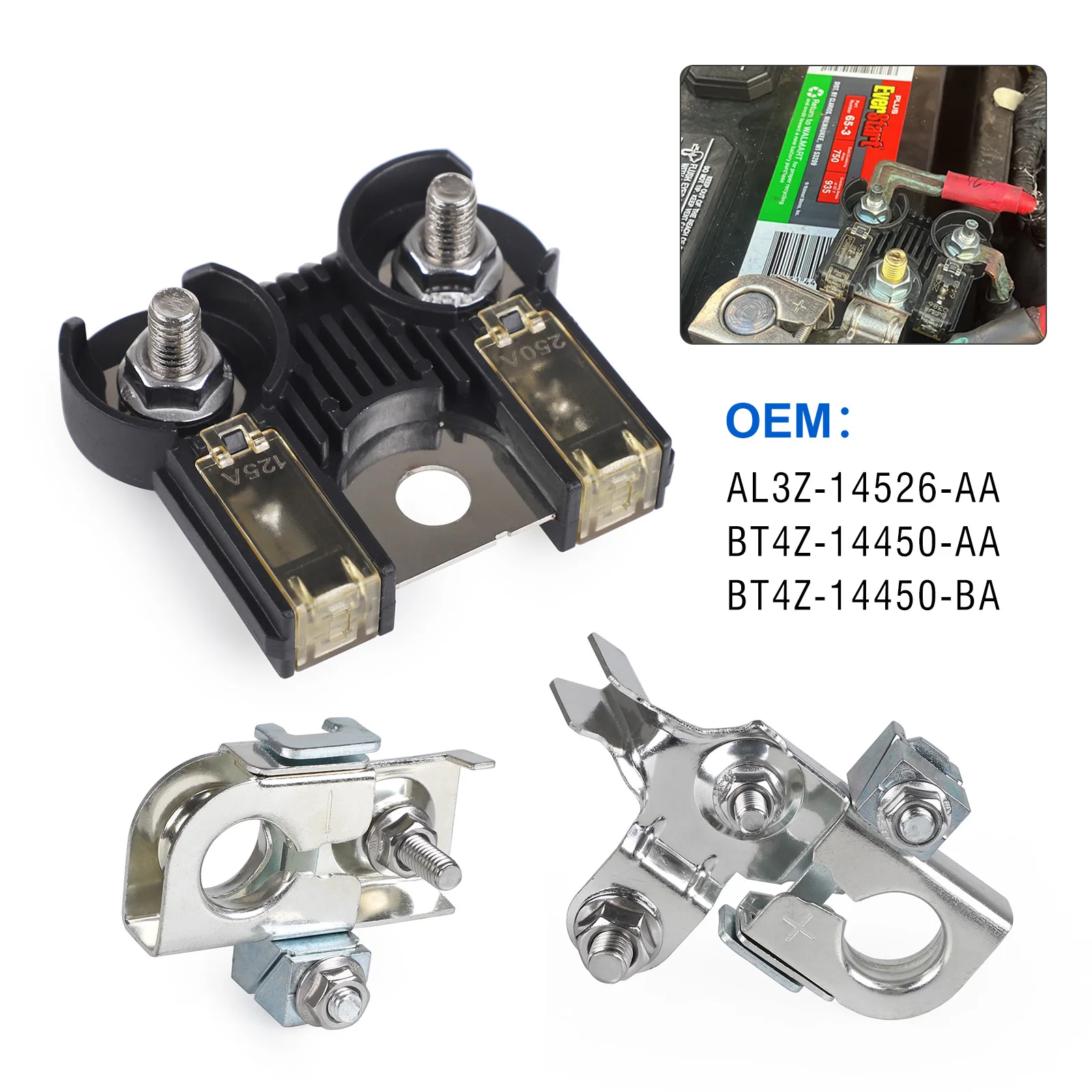 

AL3Z-14526-AA AL3Z14526AA Fuse Combo Pack - Battery Fuse and Battery Terminal Clamps For Ford F-150 2011 2012 2013 2014