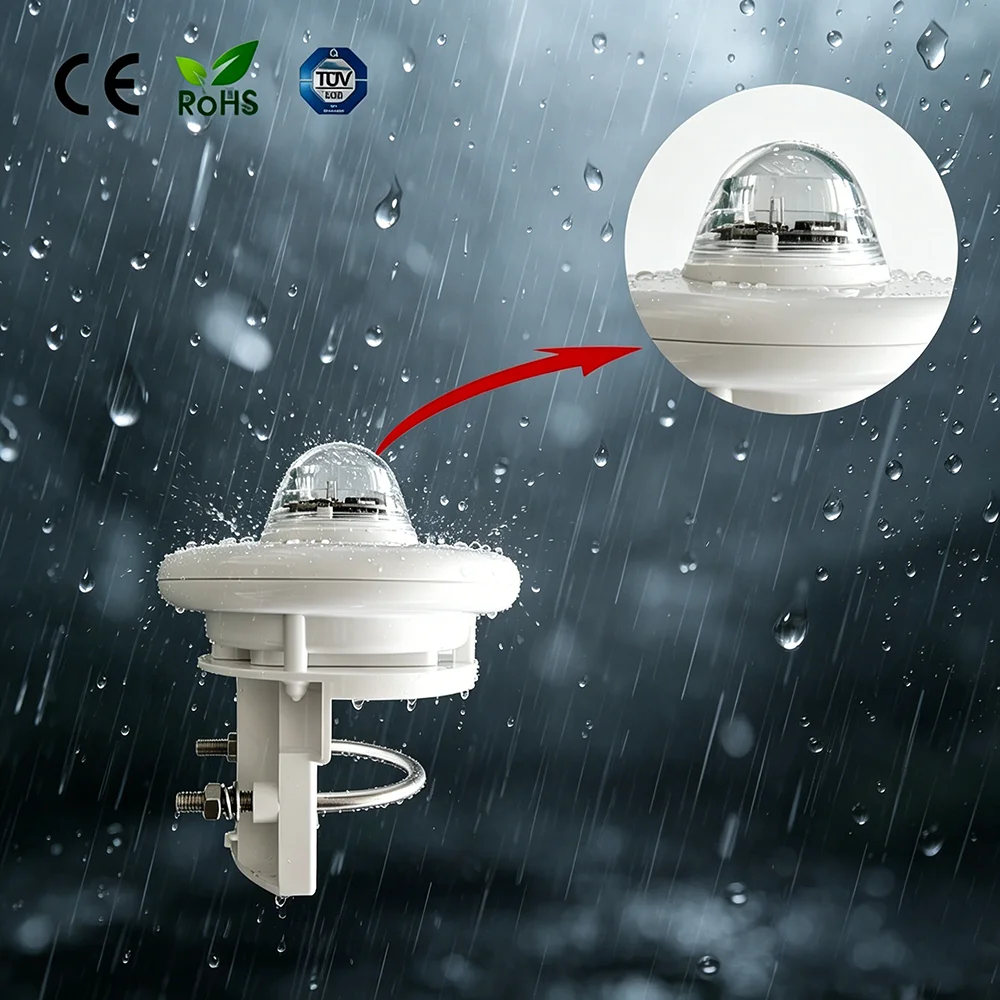 2026 In stock High Sensitivity Infrared Optical Rain Gauge Rainfall Sensor RS485 Modbus RTU Online Precipitation Intensity Monit