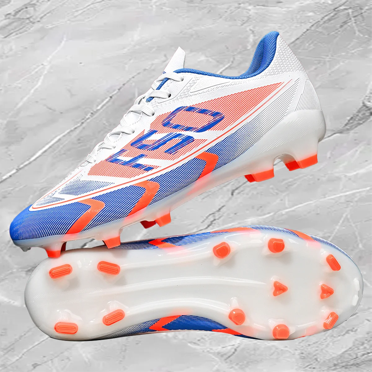 Mens AG FG Football Cleats, Durable Rubber Sole, Light PU Upper Soccer Shoes for Adult Grass Match and Workout