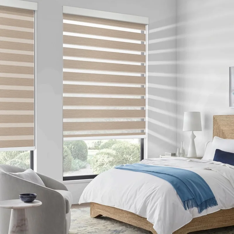 100% Custom Wrapped Fabric Zebra Blinds Muilt-Fabric Aluminum Alloy Material Free Stop Manual Cordless Zebra Shades For Window