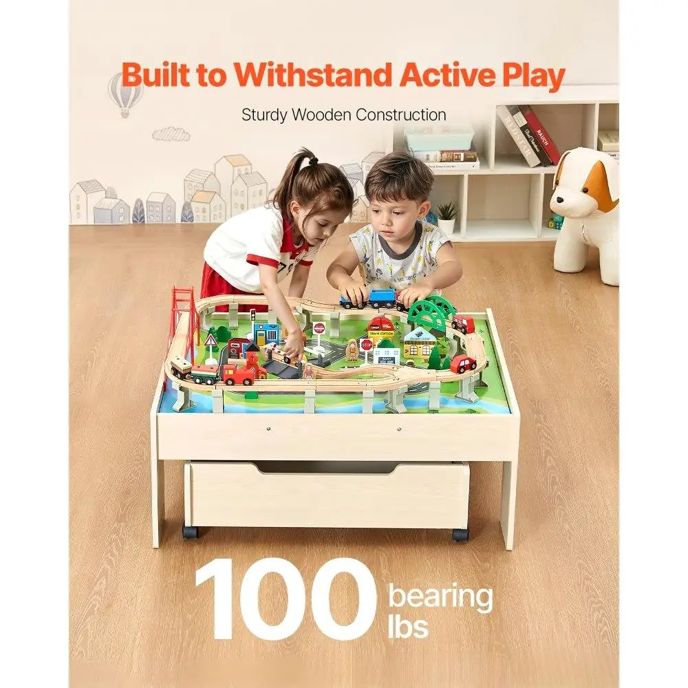 Table d'activité en bois pour enfants, 100 pièces, avec tiroir de rangement roulant, ensemble de jeu pour enfants, jouet éducatif, Table artisanale