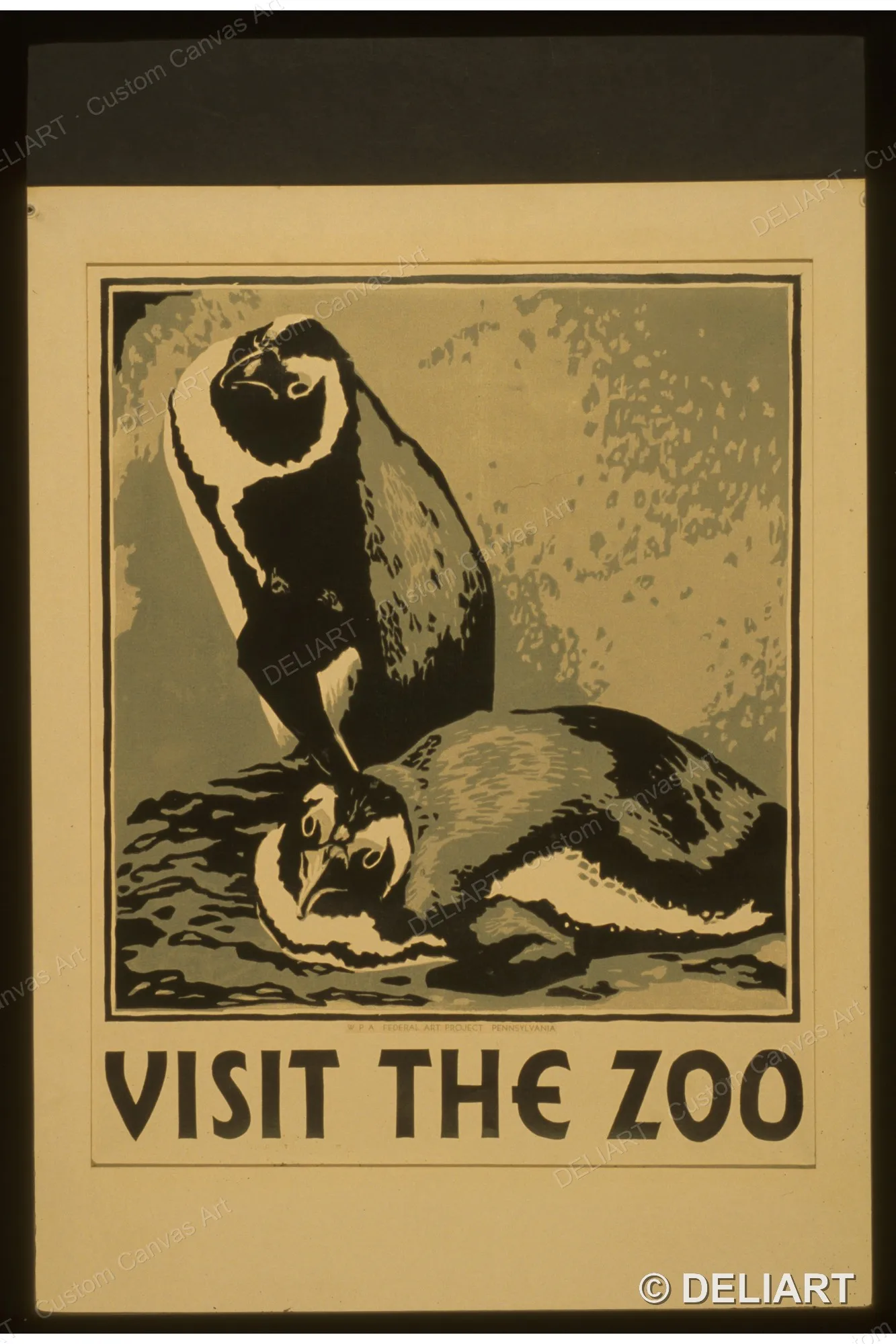 Visit the zoo Vintage WPA Nostalgic Canvas Wall Art Poster Print Zoo Aquarium Animal Retro 1930s Kids Room Home Decor Unframed