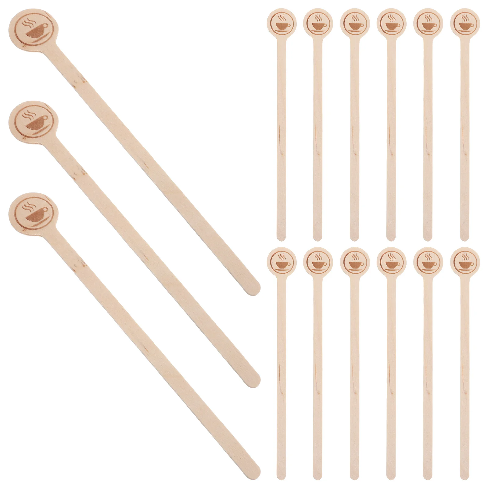 

100Pcs Wooden Beverage Stirrers Round Ends Individually Wrapped Reusable for Coffee Hot Chocolate Cocktails Beige