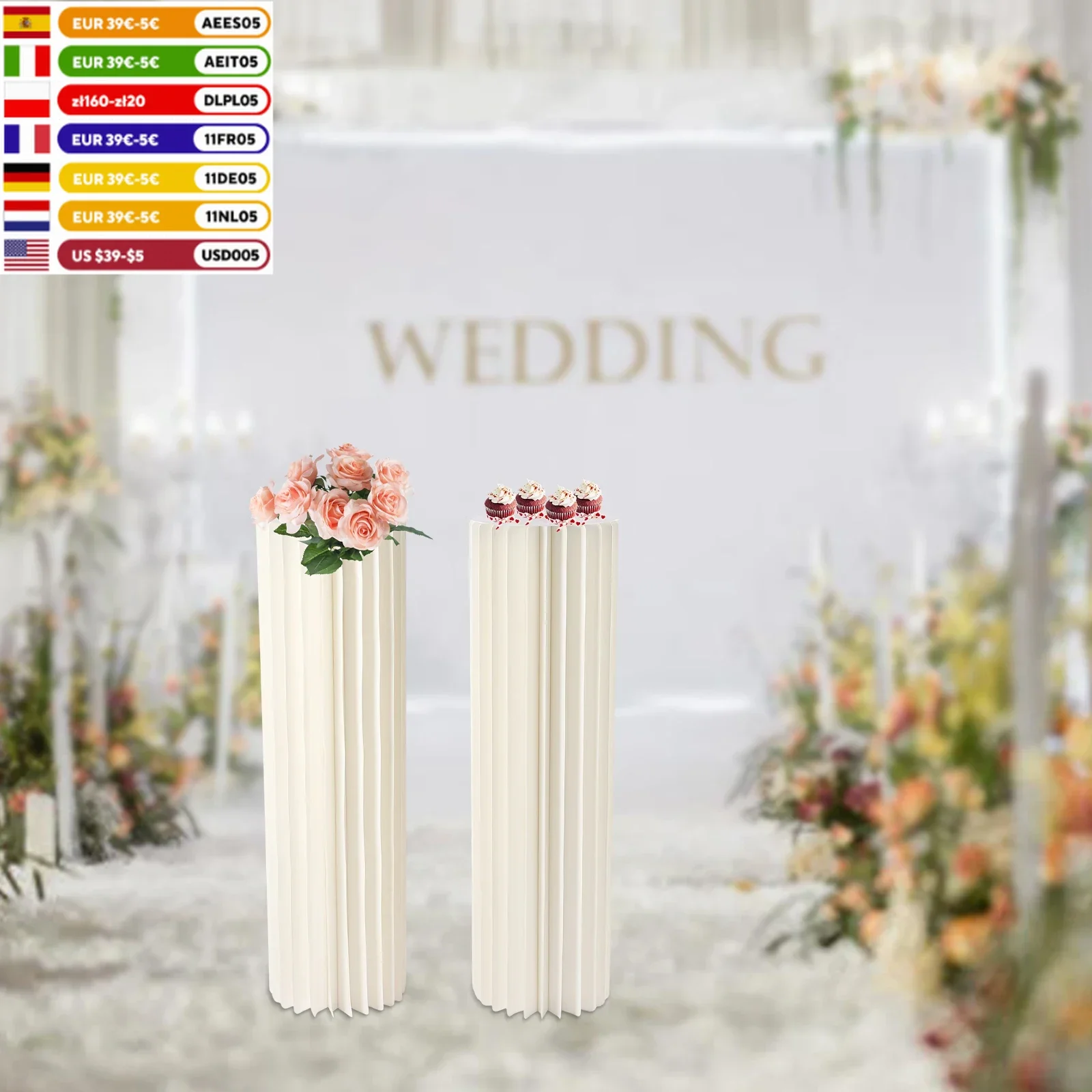 Wedding Centerpieces Cardboard Vases - 2 Pcs 23.6in/39.4in Tall Flower Vase Flowers Stand for Party Tables Decorations