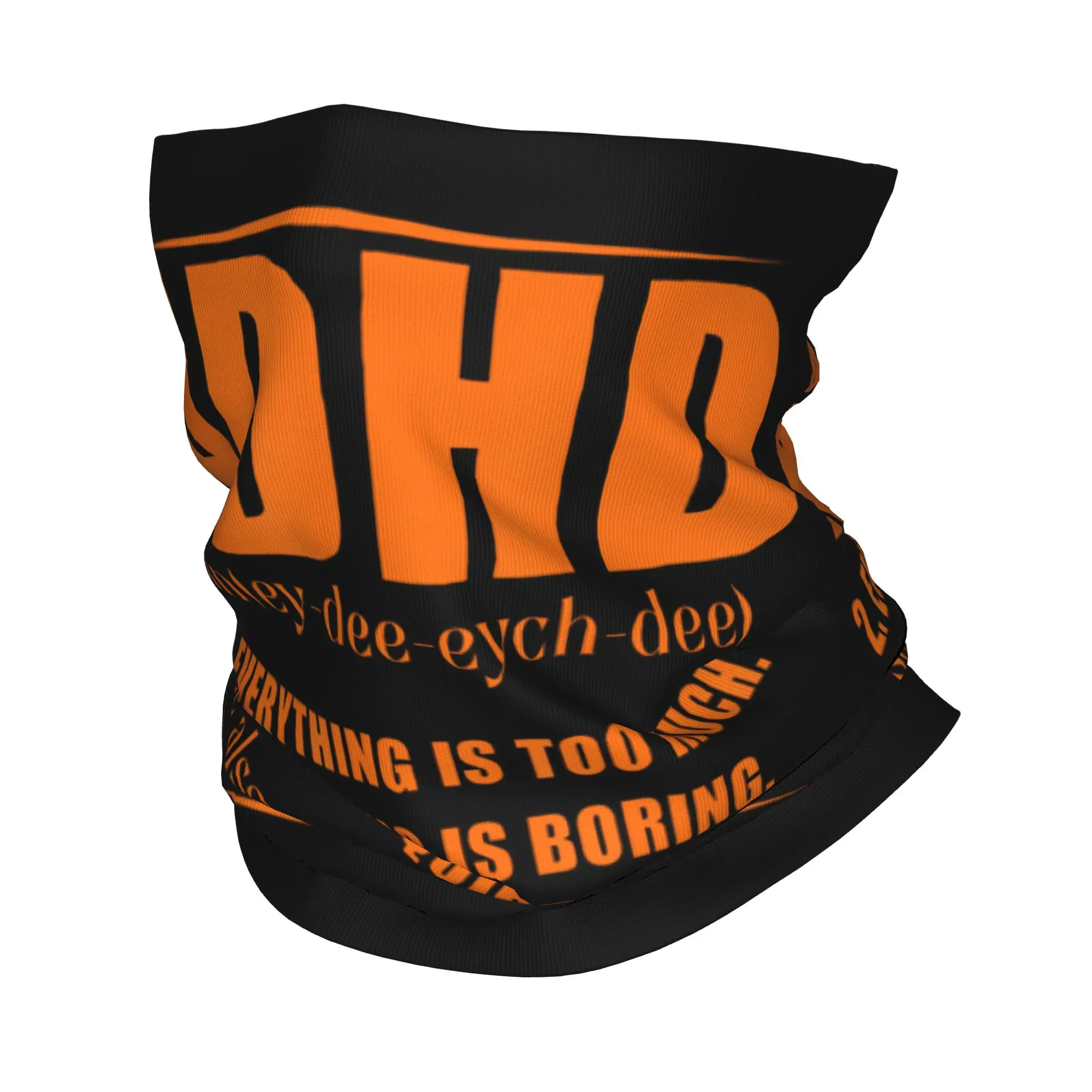ADHD Definition Awareness Neurodivergent Bandana Neck Cover Balaclavas Face Mask Scarf Orange Headband Multi-use Cycling Adult
