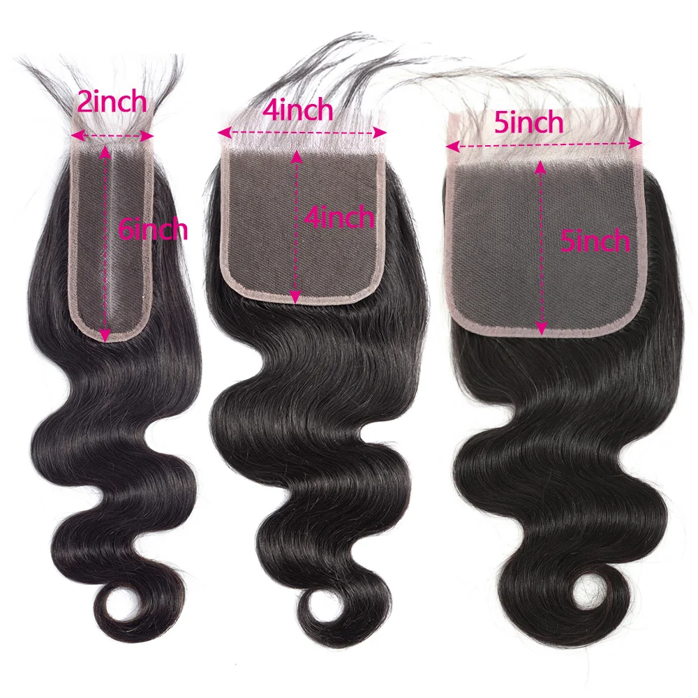 

ALIANNA 4x4/5x5 Body Wave Closure Human Hair 2x6 Middle Part Closure 100% Human Hair Pre Plucked Natural Hairline Can Be Dyed