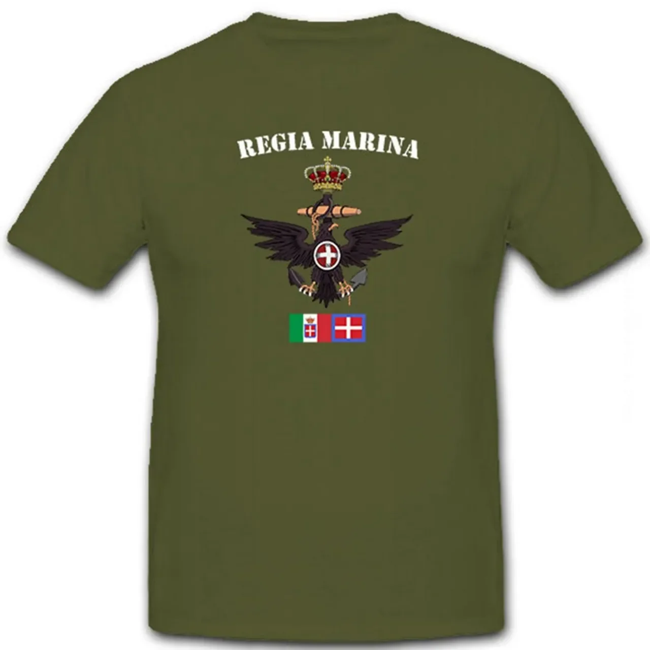 Regia Marina Italy Naval Coat of Arms Eagle Badge Emblem T Shirt Short Sleeve 100% Cotton Casual T-shirts Loose Top Size S-3XL