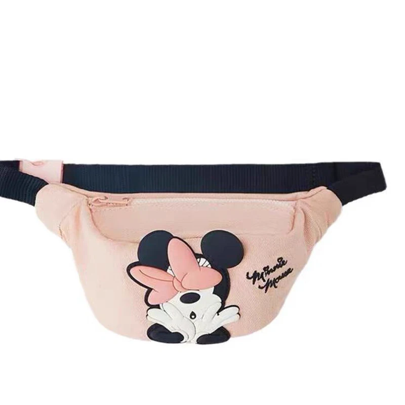 Disney Mickey Minnie Mouse Waist Bag Children's Mini Pink Canvas Shoulder Bag Plastic Avatar Cute Crossbody Small Waist Bag