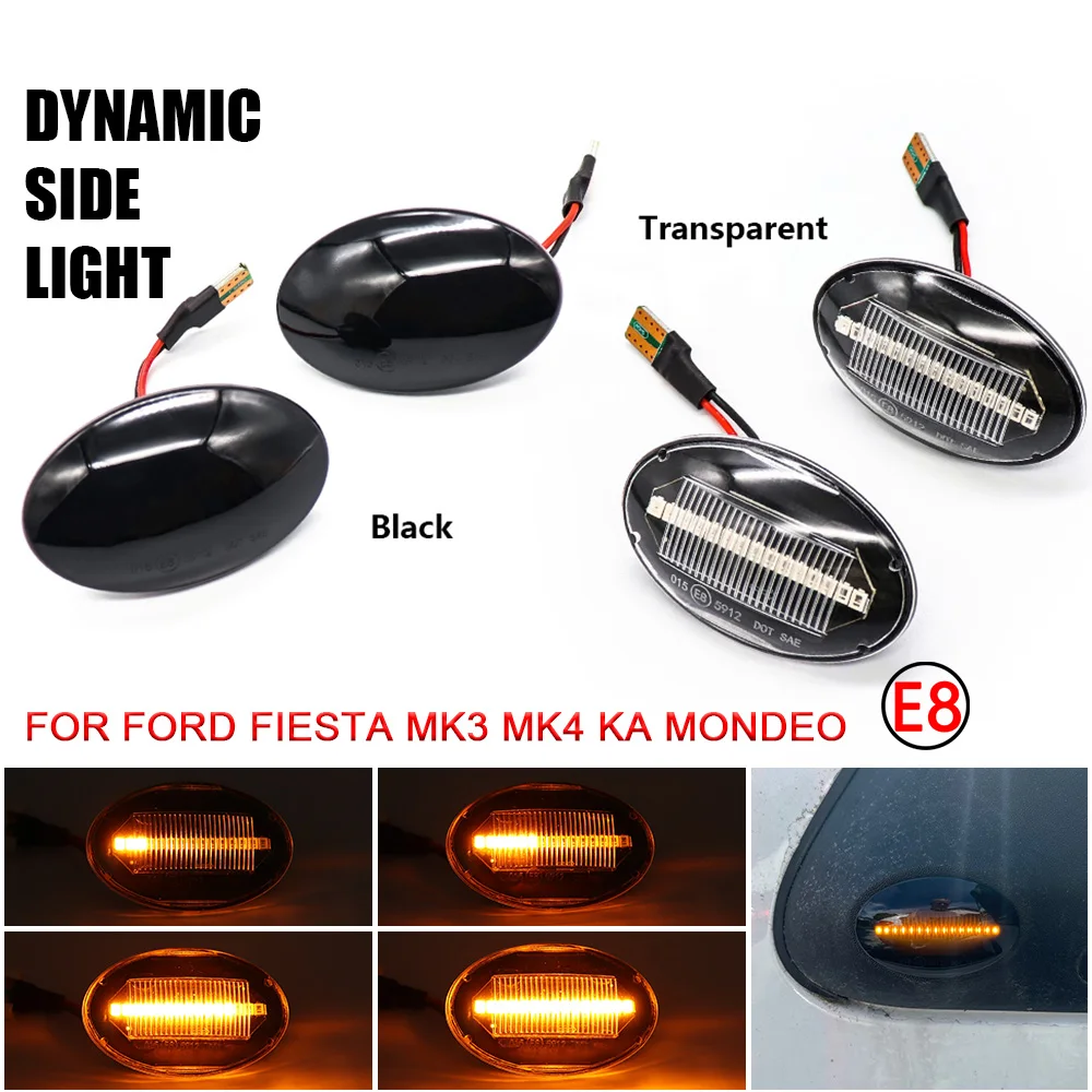 Dynamic Turn Signal LED Side Marker Mirror Light Flashing Indicator For Ford Fiesta MK3 MK4 KA Mondeo Transit Tourneo